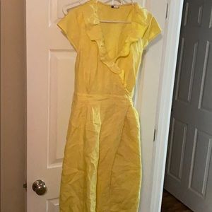 J. crew yellow wrap dress size 16
